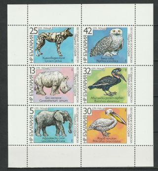 Bulgaria 1988 Fauna Animals Birds 6 Mnh Stamps