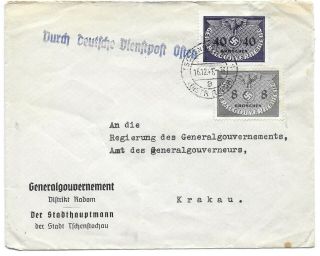 Germany Postal History Poland Occup Cover Addr Krakau Canc Tschenstochau Yr 