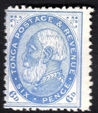 Tonga 1886 Blue 6d Nz Star Perf 12.  5 Sg3