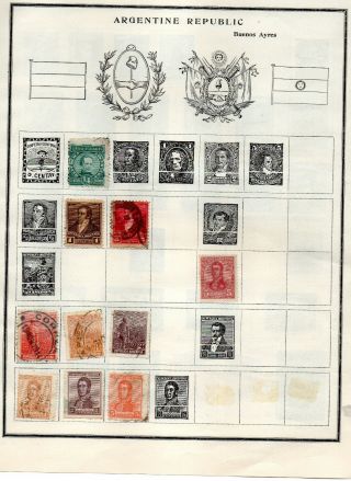 Argentina (25) Stamps 75 Vf On 4 Pages From An Old Scott Album