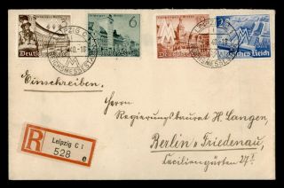 Dr Who 1940 Germany Leipzig Fair Special Cancel Registered To Berlin E54511