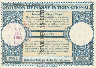 International Reply Coupon Usa 13c Revalued 15 Cents