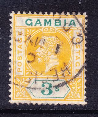 Gambia Gv 1912 Sg101 3/ - Yellow & Green Wmk Mca Very Fine.  Cat £50