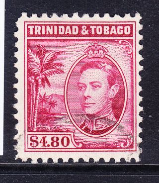 Trinidad & Tobago Gvi 1940 Sg256 $4.  80 Rose - Carmine - Very Fine.  Cat £55