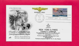 1710 Charles Lindbergh Fdc Solo Transatlantic Flight Ny To Paris Masonic