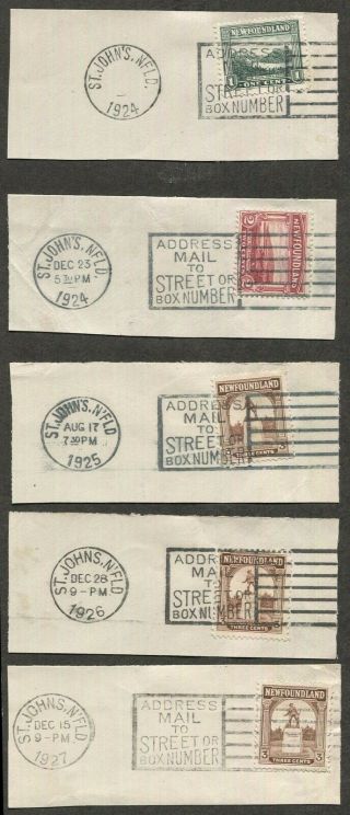 W810 - Newfoundland Canada 1924 - 27 " Address Mail " Slogan Cancels On Piece