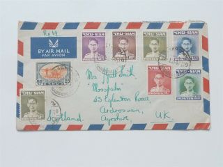 Thailand 1949 Commercial Cover To Scotland 8 Stamps Affixed