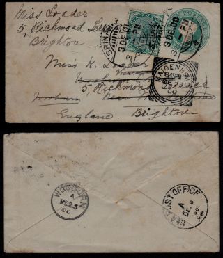 1900 Incoming Mail Srinagar " Sea Post Office " Cds,  Wooburn,  Maidenhead Brighton