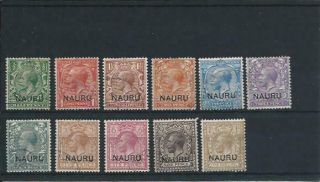 Nauru 1914 - 23 Set Of Eleven (no 2d Die 2) Fu Sg 1/12 Cat £100