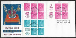 GB FDC 1971 Booklet 10 Panes on set of 5 Philart Covers with Strike Cachet CV £6 3