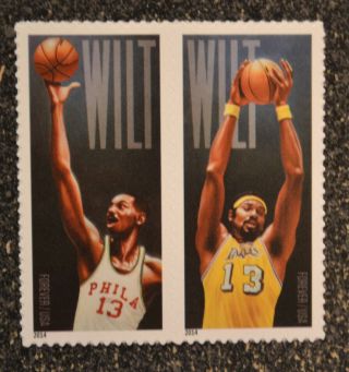 2014usa 4950 - 4951 Forever Wilt Chamberlain Pair Strip Of 2 Nh Basketball