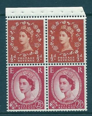 Sb13a Wilding Booklet Pane Crowns On White Perf I (½v) Unmounted Mnt/mnh