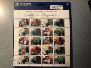 Us Postage Stamps.  Legends Of American Music—hollywood Composers.  Full Sheet.  Mnh