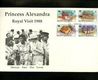 Postal History Montserrat Fdc 698 - 701 Royal Visit Princess Alexandra 1988