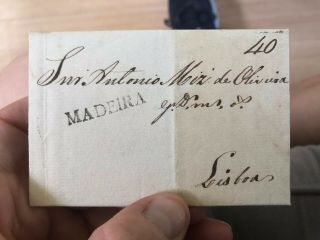 Rare Portuguese Colonial Madeira Stampless Postal Cover To Lisbon 1824