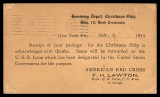 Uss Jason Christmas Ship American Red Cross 1914 Us Army Postal Card