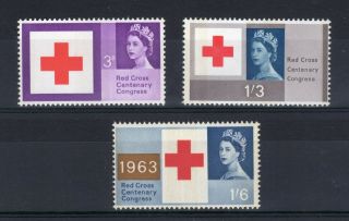 Qeii 1963 Red Cross Phosphor Sets (sg642p - 644p) Mnh