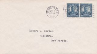 602 Fdc Worden 3/5/1924 Two 5c Roosevelt Coils And Perf.  10 Vertically