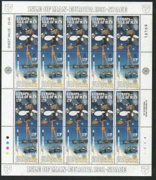 Isle Of Man Sc 468 - 71 1991 Europa Space Stamp Sheets Nh