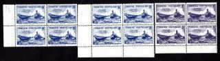 Turkey 1946 3 Blocks Of 4 Stamps Mi 1179 - 1180x2 Print Error Mnh