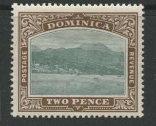 Dominica Sg29a 1906 2d Green And Brown Chalk Surfaced Paper P14