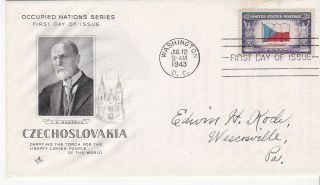 Czechoslovakia Overrun Countries 910 Us First Day Cover 1943 Art Craft Fdc