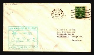 Canal Zone 1930 First Flight Cover To Jamaica - Z17858