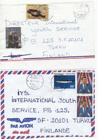 Togo 1990 - 6 President John F Kennedy Stamp On 4 Cover To Finland