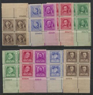 Us 1940 Famous Americans Sc 859 - 893 Mnh Plate Blocks Of 4 $245