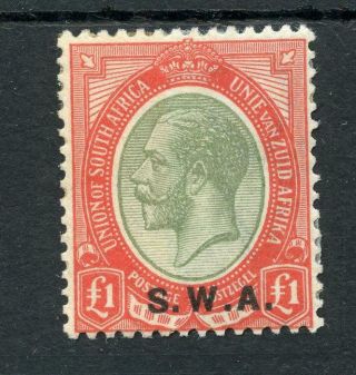 South West Africa 1927 £1 Pale Olive - Green And Red Sg57 Mlh - See Desc