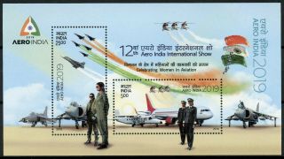 India 2019 Mnh Aero India Show 2v M/s Aircraft Helicopters Aviation Stamps