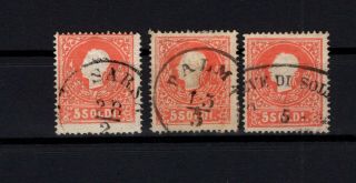 P103789 / Lombardy Venetia / Postmark / Sassone 25 (x3) Obliteres / 210 E