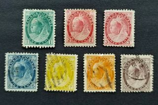 Canada Stamps,  Short Set (7),  Scott 75 - 84,  Queen Victoria " Numeral Issue ",