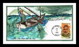 Us Collins Hand Colored Cover Hemingway Author Old Man And The Sea Fdc