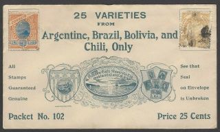 Vintage Golden Gate Stamp Packet 25 Stamps Of South America