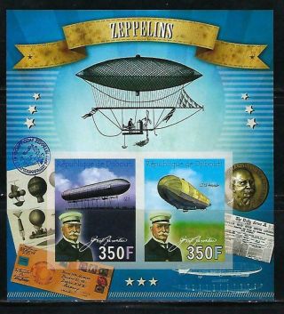 M1266 Nh 2015 Imperf Souvenir Sheet Of 2 Diff Air Balloons Zeppelins