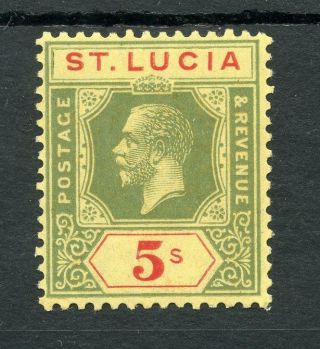 St Lucia 1921 - 30 5s Green And Red On Pale Yellow Sg105 Mvlh