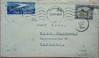 South Africa 1939 Airmail Cover To Austria Via Greece With Currency Control Mark