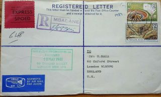 Swaziland 1981 Registered Postal Stationery Cover,  Express & Airmail Label