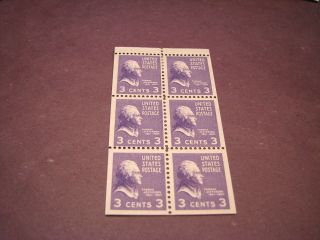 Us Stamp Scott 807a Jefferson Booklet Pane Of 6 1938 Mh C238