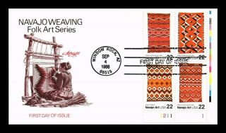 Dr Jim Stamps Us Navajo Indian Weaving Folk Art First Day Cover Plate Block