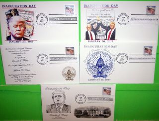 2017 Trump - Pence Inauguration Cover Set Of 5,  Flag Stamp,  Panda Cachet $23 Value