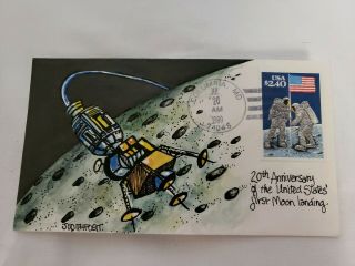 1989 Us $2.  40 Issue Judith Fogt Hand Painted Astronaut Space Cachet Ooak
