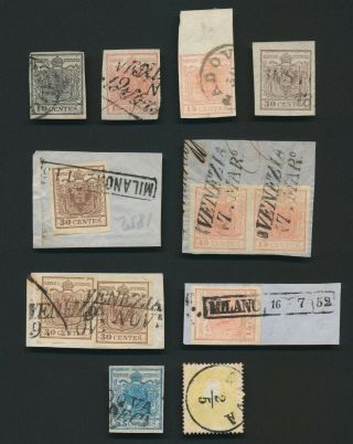 Austria Lombardy Venetia Stamps 1850 - 1854 Arms,  Lot For Specialist,  Vf