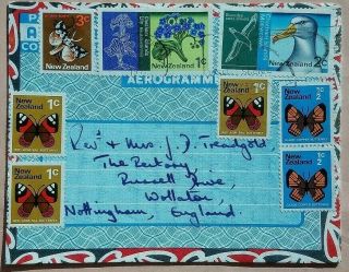Zealand 1971 Aerogramme,  8 Stamps Illustrated With Russell Bay Of Islands