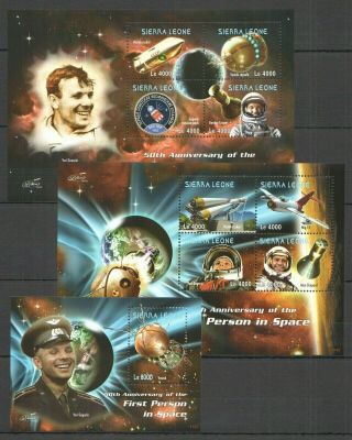 G1276 2011 Sierra Leone 50th Anniversary 1st Person In Space Gagarin 2kb,  1bl Mnh