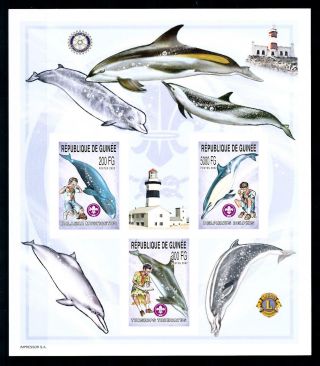 [95615] Guinea 2002 Marine Life Whales Scouting Imperf.  Miniature Sheet Mnh