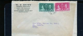 1937 Newfoundland Advertising Cover W F Butt Water Street Bonne Bay Co309