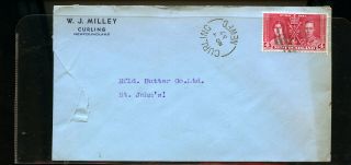 1937 Newfoundland Advertising Cover W J Milley Curling Split Ring Cancel Co295