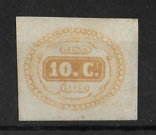 Italy 1863 Partial Gum Segnatasse 10 C Orange Brown Sass 1c Cv €175,